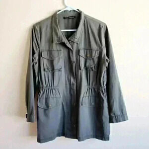 Women's foreign exchange utility jacket olive gray